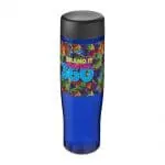 Branded H20 Active Tempo Screw Lid Bottle in blue with black lid and printed logo