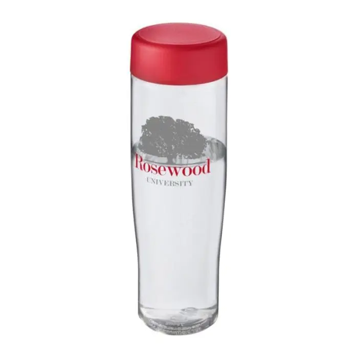 Promotional H20 Active Tempo Screw Lid Bottle in clear with red lid and printed logo