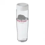 Promotional H20 Active Tempo Screw Lid Bottle in clear with white lid and printed logo