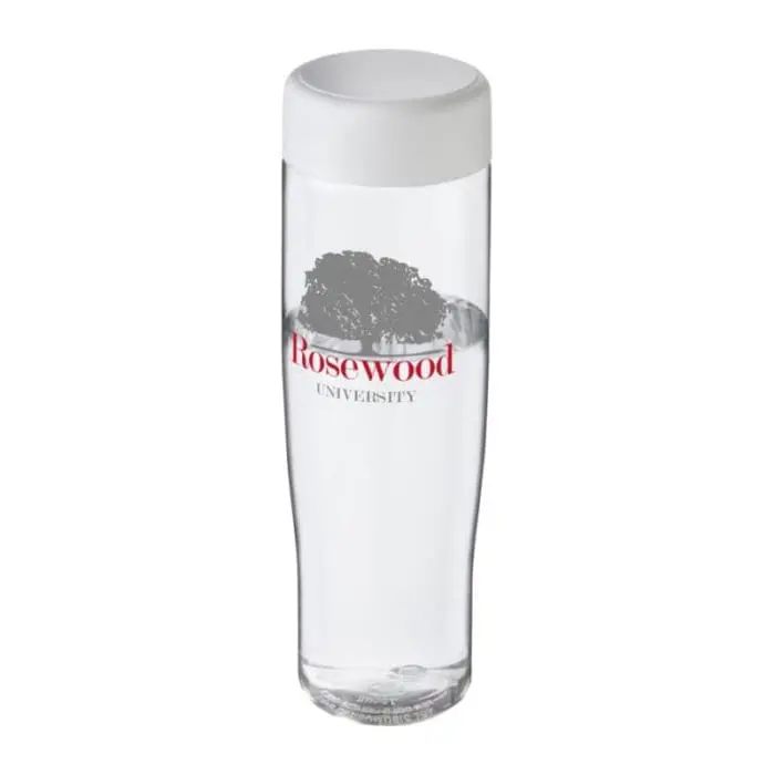 Promotional H20 Active Tempo Screw Lid Bottle in clear with white lid and printed logo