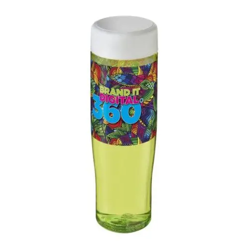 Printed H20 Active Tempo Screw Lid Bottle in light green with white lid and printed logo