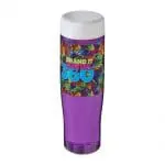 Printed H20 Active Tempo Screw Lid Bottle in purple with white lid and printed logo