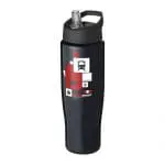 Branded H2O Active Tempo Spout Lid Bottle in black with black lid and printed logo