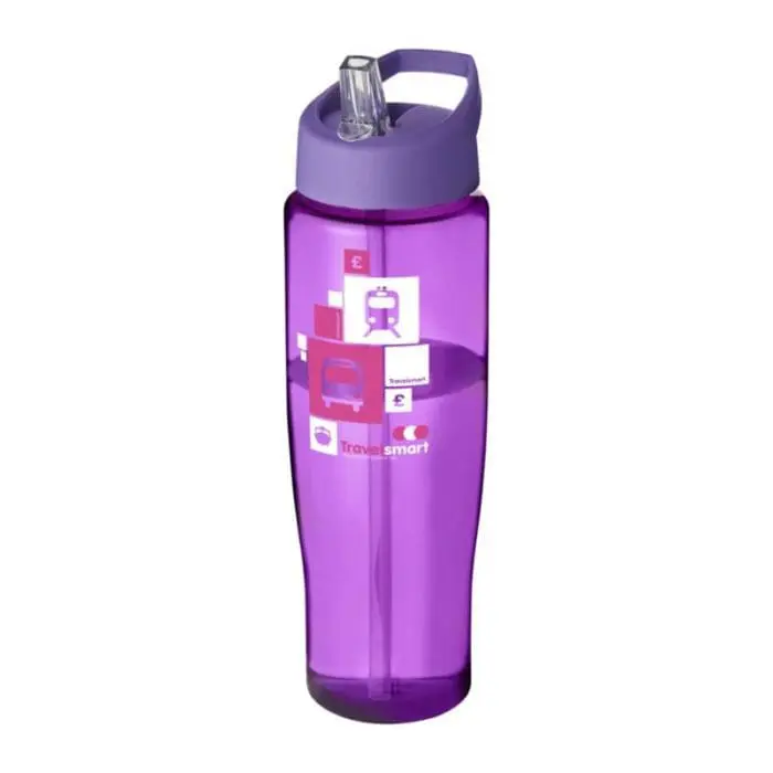 Printed H2O Active Tempo Spout Lid Bottle 700ml in purple with purple lid and printed logo