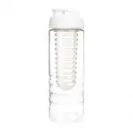 Branded Treble Flip Lid Infuser Bottle 750ml in clear with coloured lid and infuser with printed logo