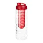 Personalised Treble Flip Lid Infuser Bottle 750ml in clear with coloured lid and infuser with printed logo