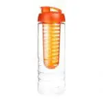 Branded Treble Flip Lid Infuser Bottle 750ml in clear with coloured lid and infuser with printed logo