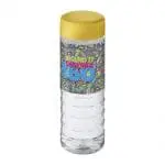 Printed H2O Active Treble Screw Lid Bottle in clear with yellow lid and printed logo