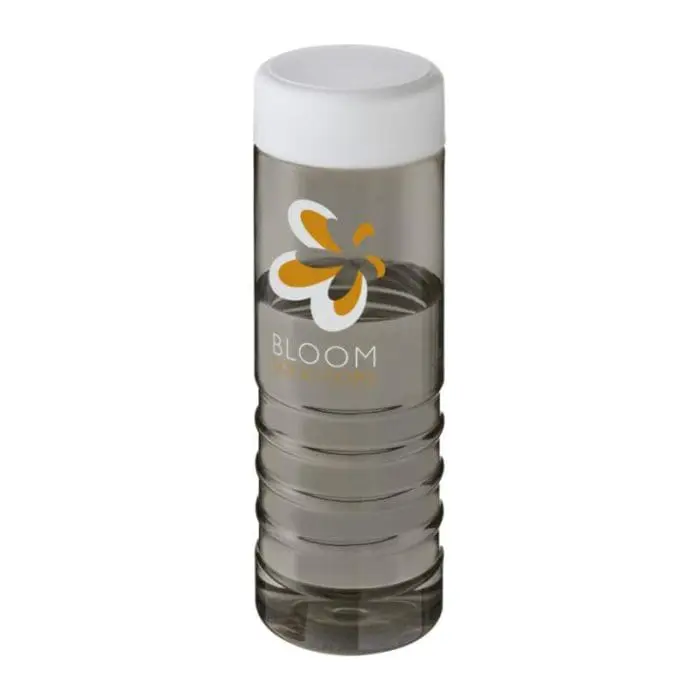 Printed H2O Active Treble Screw Lid Bottle in grey with white lid and printed logo