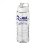 Printed H2O Active Treble Spout Lid Bottle in clear with white lid and printed logo