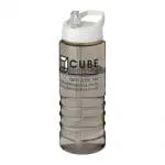 Printed H2O Active Treble Spout Lid Bottle in grey with white lid and printed logo