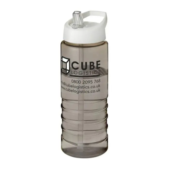 Printed H2O Active Treble Spout Lid Bottle in grey with white lid and printed logo