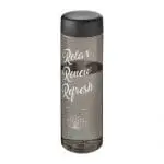 Printed H2O Active Vibe Screw Lid Bottle in grey with black lid and printed logo