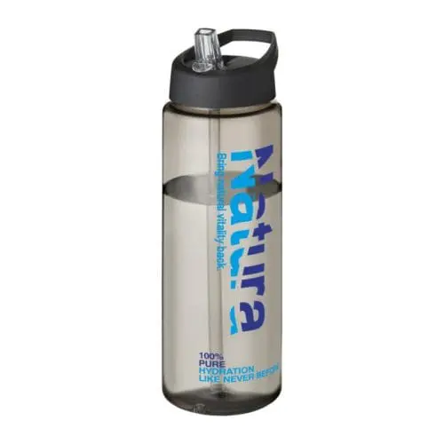 Printed H2O Active Vibe Spout Lid Bottle Bottle in grey with black lid and printed logo