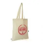 Branded organic cotton shopper bag in natural with printed logo