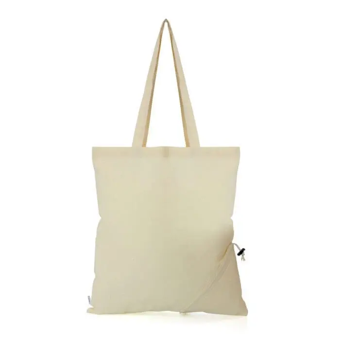 Branded organic cotton shopper bag in natural with printed logo