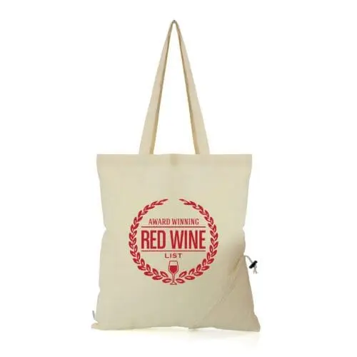 Branded organic cotton shopper bag in natural with printed logo