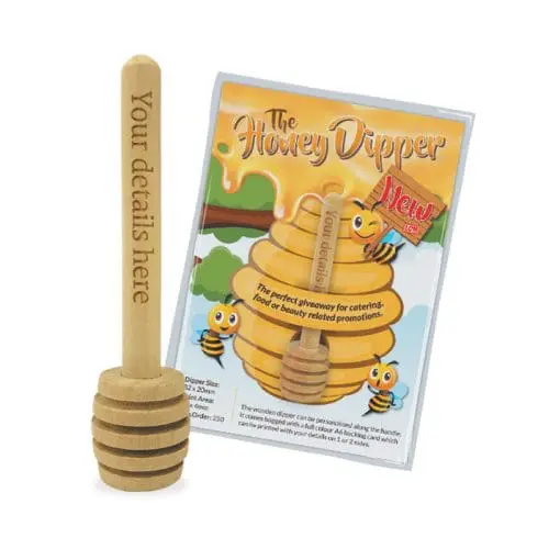 Branded Honey Dipper on a Printed Backing Card