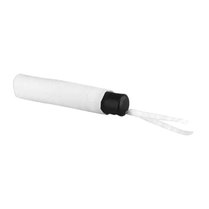 Promotional Ida Telescopic umbrella in white with sleeve and handle with printed logo