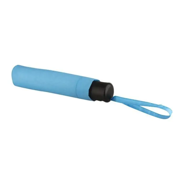 Promotional Ida Telescopic umbrella in light blue with sleeve and handle with printed logo