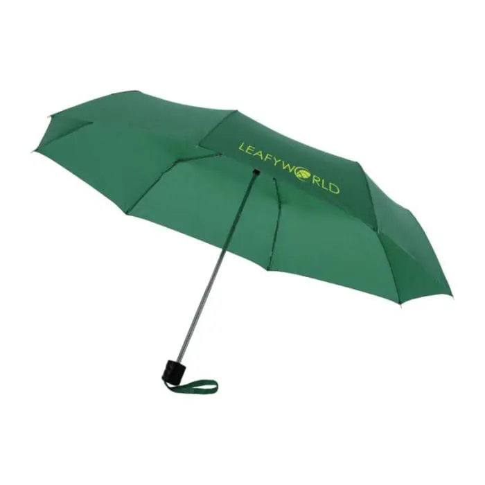 Branded Ida Telescopic umbrella in green with printed logo