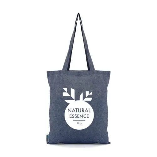 Promotional cotton shopper bag in blue with printed logo