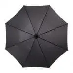 Branded Jova Umbrella with Wooden Shaft & Handle in black with printed logo top view