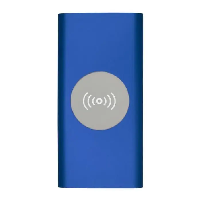 Promotional blue metal powerbank with printed logo