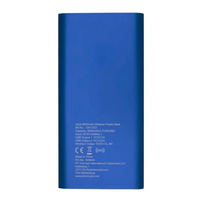 Promotional blue metal powerbank with printed logo