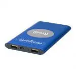 Promotional blue powerbank with printed logo