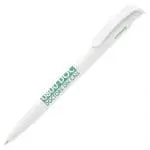 Branded antibacterial ball pen in white with printed logo