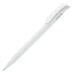 Branded antibacterial ball pen in white with printed logo