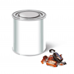 Promotional large paint tin with Celebrations chocolates and printed logo