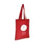 Promotional organic cotton shopper bag in red with printed logo