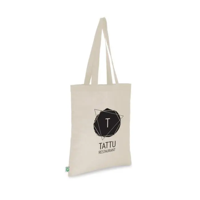 Promotional organic cotton shopper bag in white with printed logo