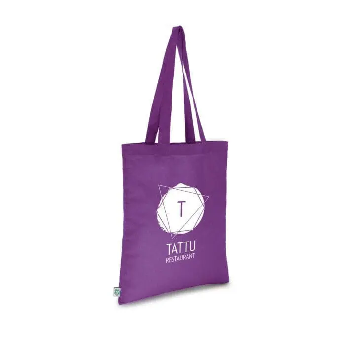 Promotional organic cotton shopper bag in various colours with printed logo