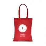 Promotional organic cotton shopper bag in red with printed logo