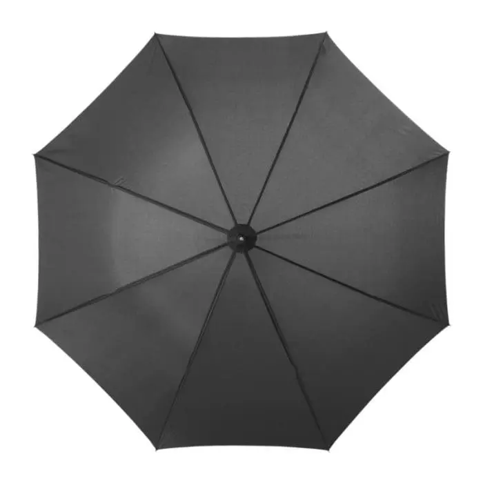 Branded Auto Open Umbrella with Wooden Handle and printed logo top view