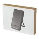 Promotional wireless charging pad and phone stand in box with printed logo