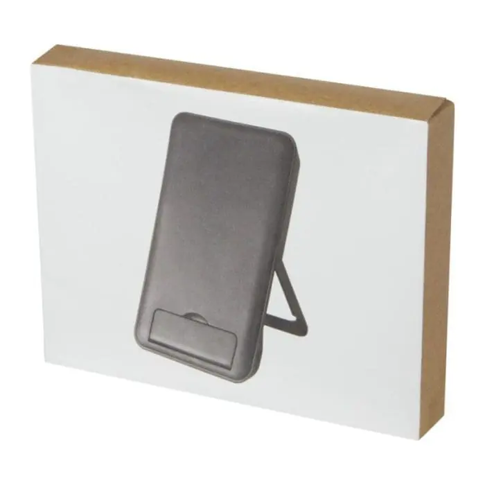 Promotional wireless charging pad and phone stand in box with printed logo