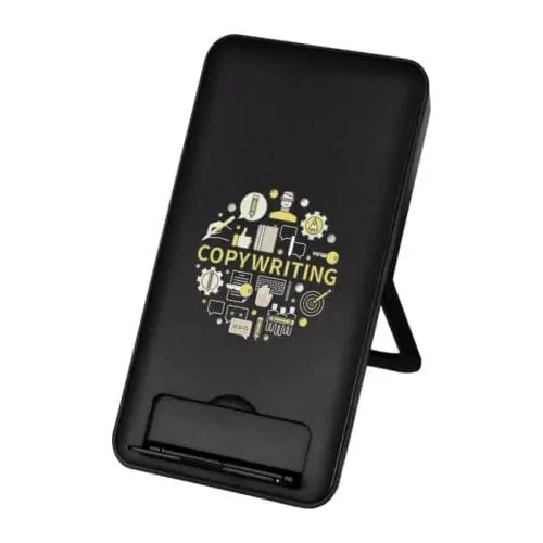 Promotional wireless charging pad and phone stand with printed logo