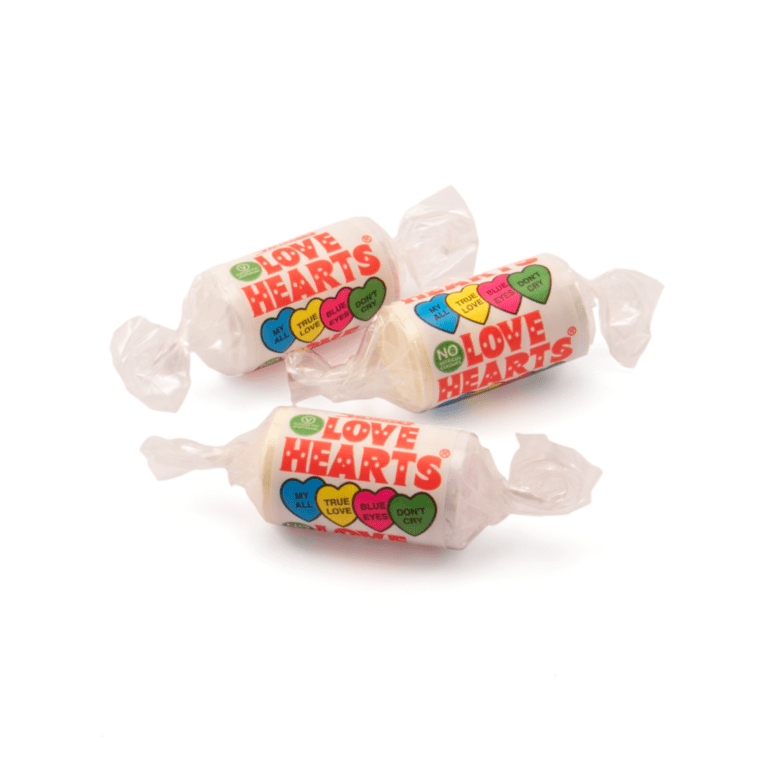 Promotional love hearts sweets with printed logo