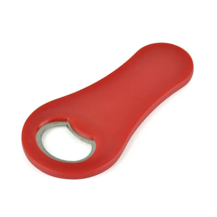 Promotional red plastic magnetic bottle opener for printed logo