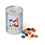 Promotional maxi ring pull tin with jelly beans sweets and printed logo