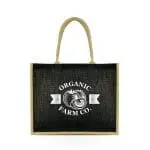 Promotional Medlow Shopper Bag in black with natural trim and printed logo