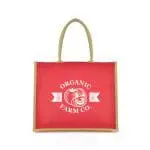 Promotional Medlow Shopper Bag in red with natural trim and printed logo