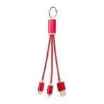 Branded Metal 3-in-1 Charging Cable with Keychain and printed logo