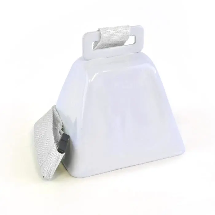 Branded Metal Cow Bell in White