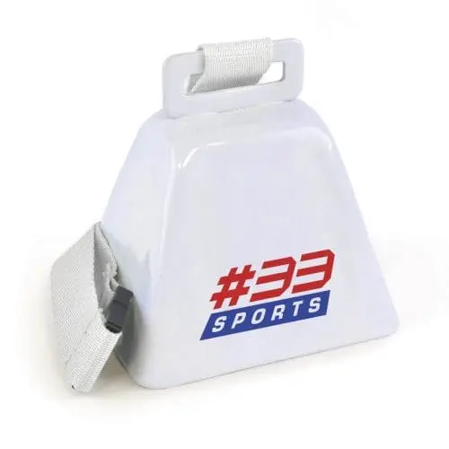 Branded Metal Cow Bell in White