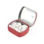 Promotional micro mint tin in red with printed logo